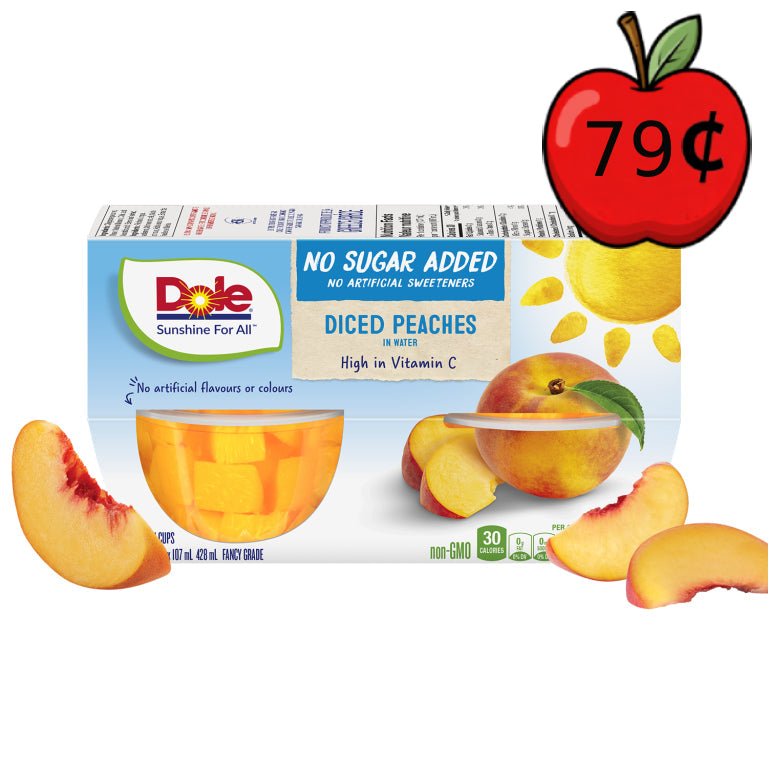 Dole Diced Peaches Cups 20 X 107ml
