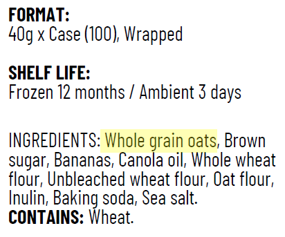 Banana oat bar (40g x 100)